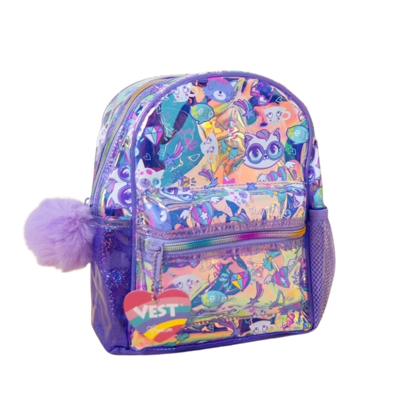 Holographic Printed Backpack For Girls