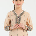 Elegant Embroidered Raw Silk Suit for Girls – 2 Piece