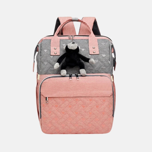 Multifunctional Fashion Baby Diaper And Mother Bag & Bed - Pink