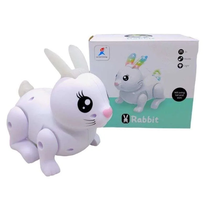 Cute Battery Operated Hopping Rabbit With Light And Music For Kids