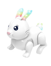 Cute Battery Operated Hopping Rabbit With Light And Music For Kids
