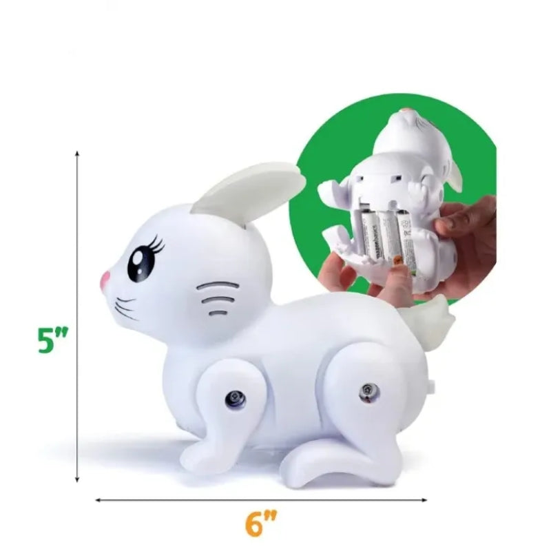 Cute Battery Operated Hopping Rabbit With Light And Music For Kids