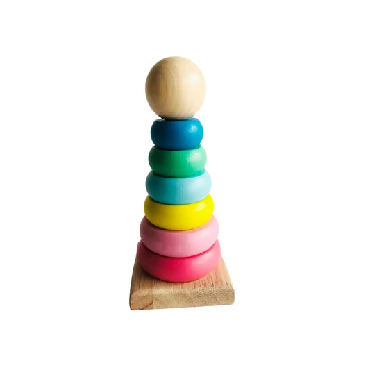 Wooden Rainbow Stacking Ring Toy Set – Montessori Learning Toy for Toddlers
