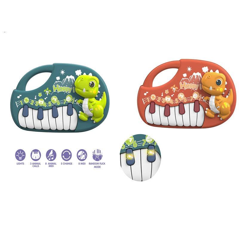 Cute Dino Musical Piano Toy For Kids - Assorted