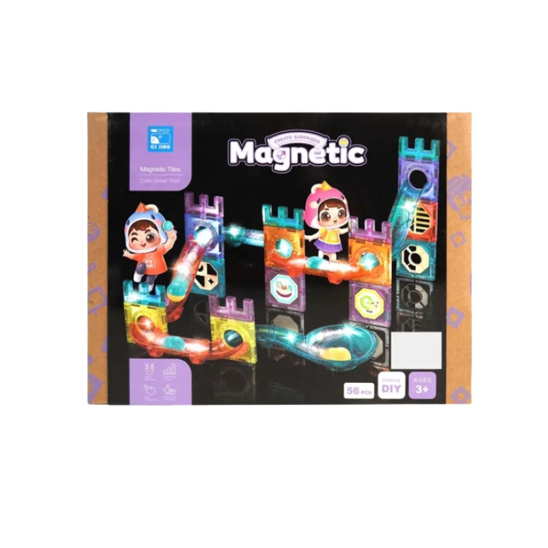 Magnetic Tiles Construction Play With Glowing Light Great Walls Set