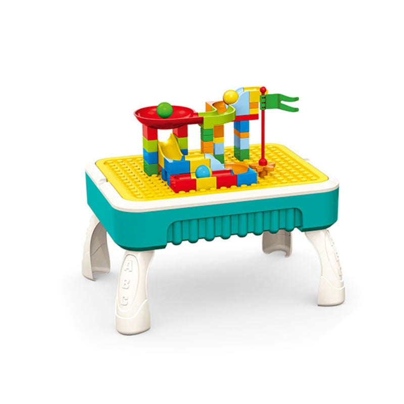 Playing Puzzle Blocks Table Bricks Building For Kids