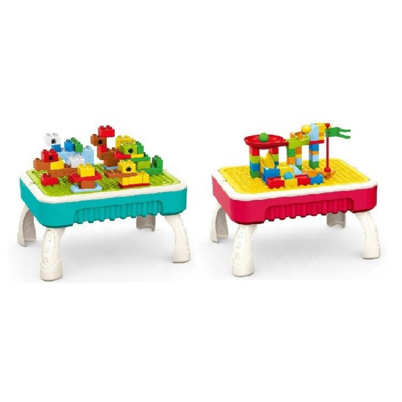 Playing Puzzle Blocks Table Bricks Building For Kids
