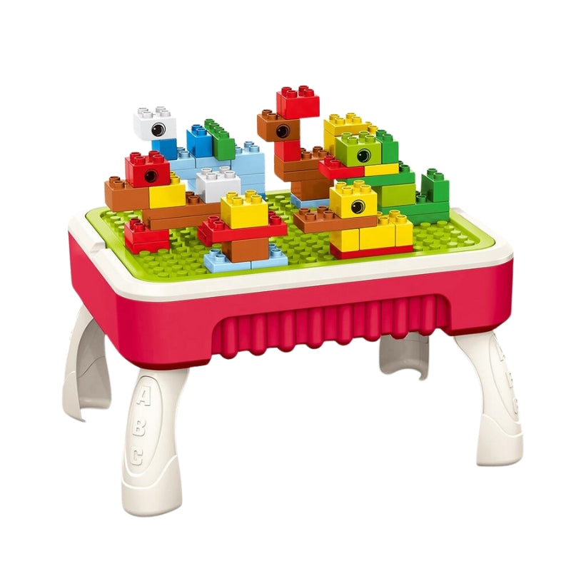 Playing Puzzle Blocks Table Bricks Building For Kids