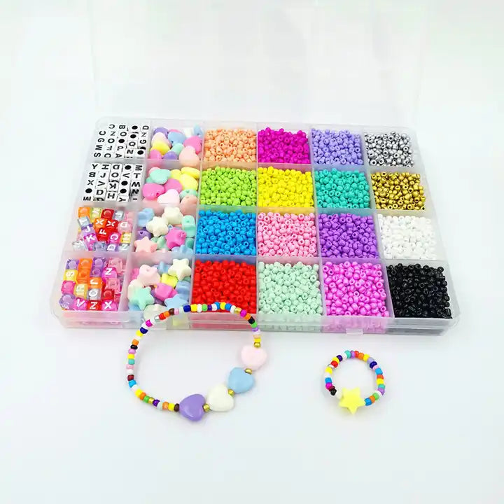 24 Grid DIY Beads With Scissors String Box