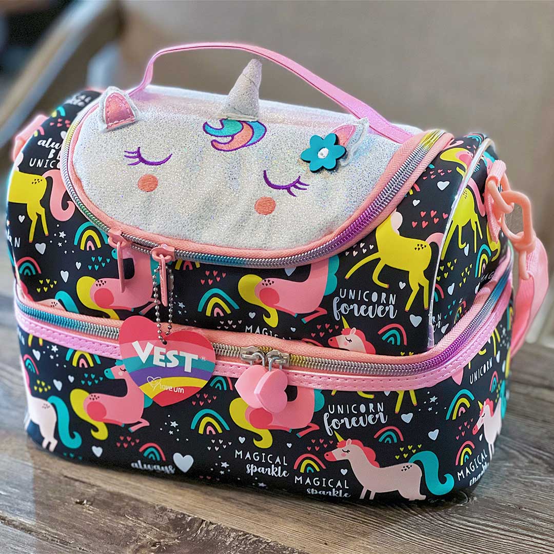 Vest Double Decker Lunch Bag,Insulated Lunch Box for Girls Boys,Lunch Bag Toddler Teen,School Daycare Cute Travel bags