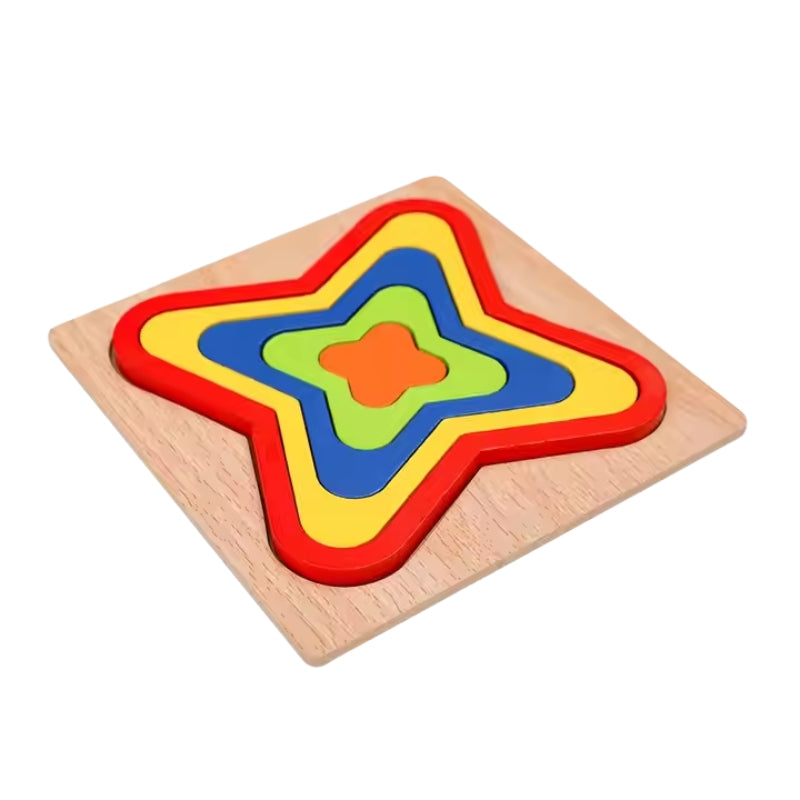 Colorful Ninja star Wooden Puzzle – Fun & Educational Stacking Toy for Kids