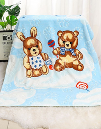 Double Layer Bears Printed Baby Blanket (140x110)
