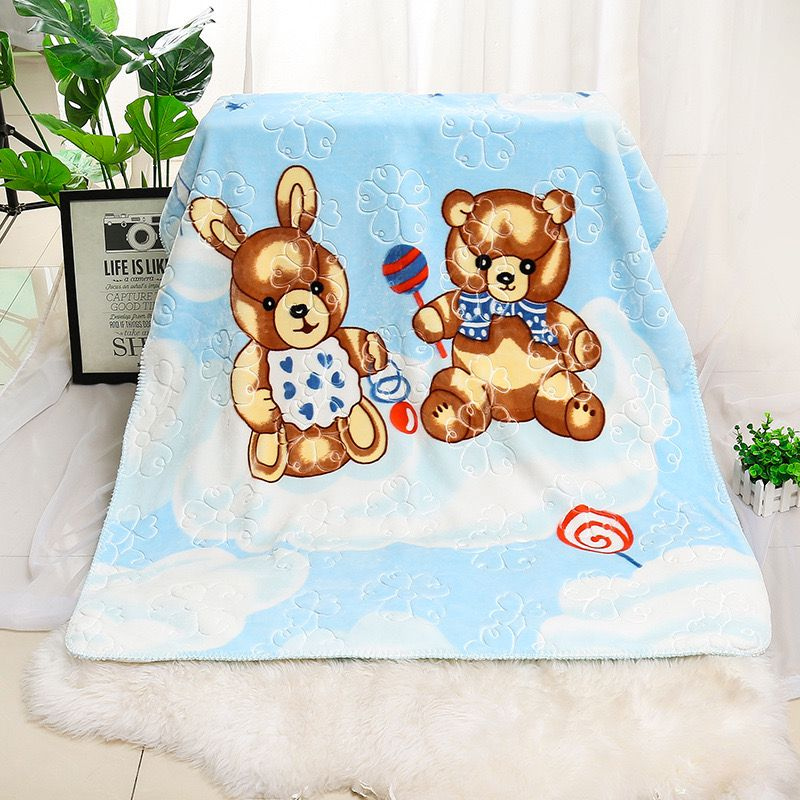 Double Layer Bears Printed Baby Blanket (140x110)