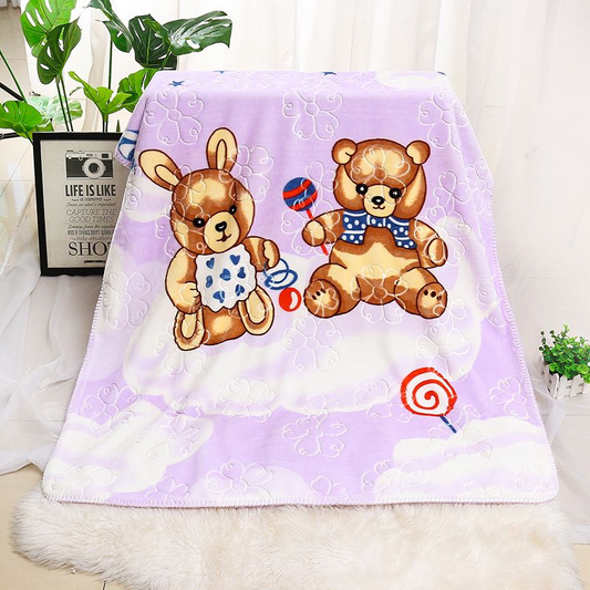 Double Layer Bears Printed Baby Blanket (140x110)