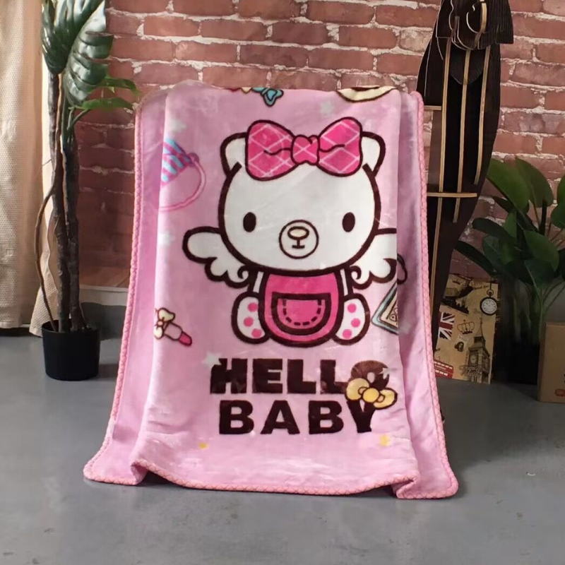 Charming Hello Baby Kitten Printed Baby Blanket (140x110)