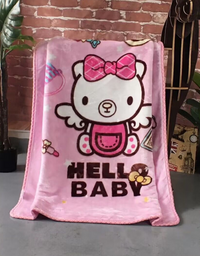 Charming Hello Baby Kitten Printed Baby Blanket (140x110)
