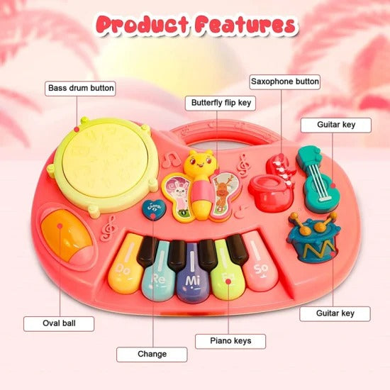 Multifunctional Interactive Musical Keyboard Toy With Light For Kids