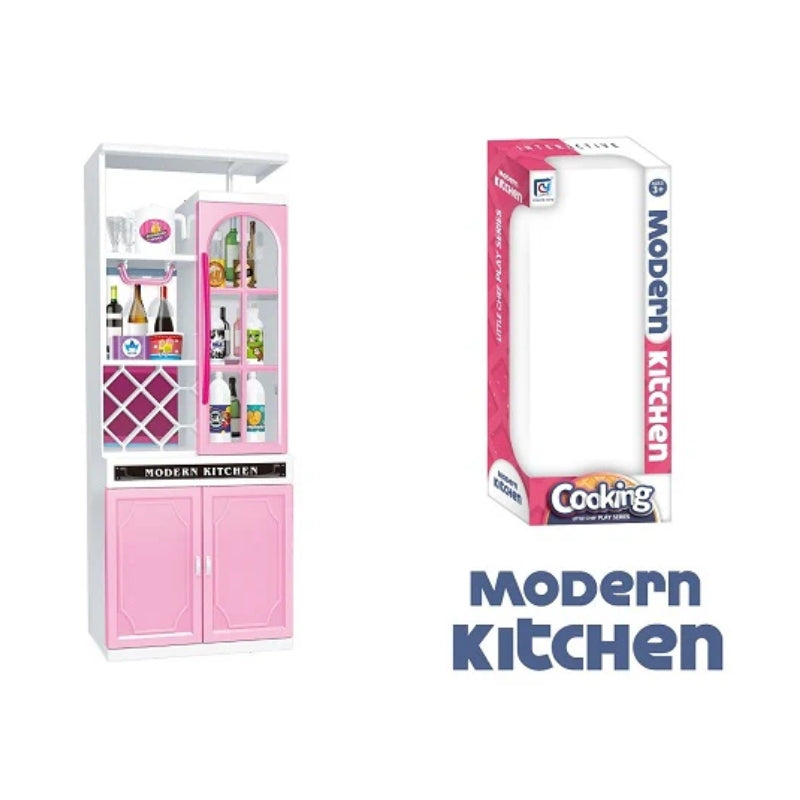 Charming Modern Kitchen Cabinet Toy Set For Girls