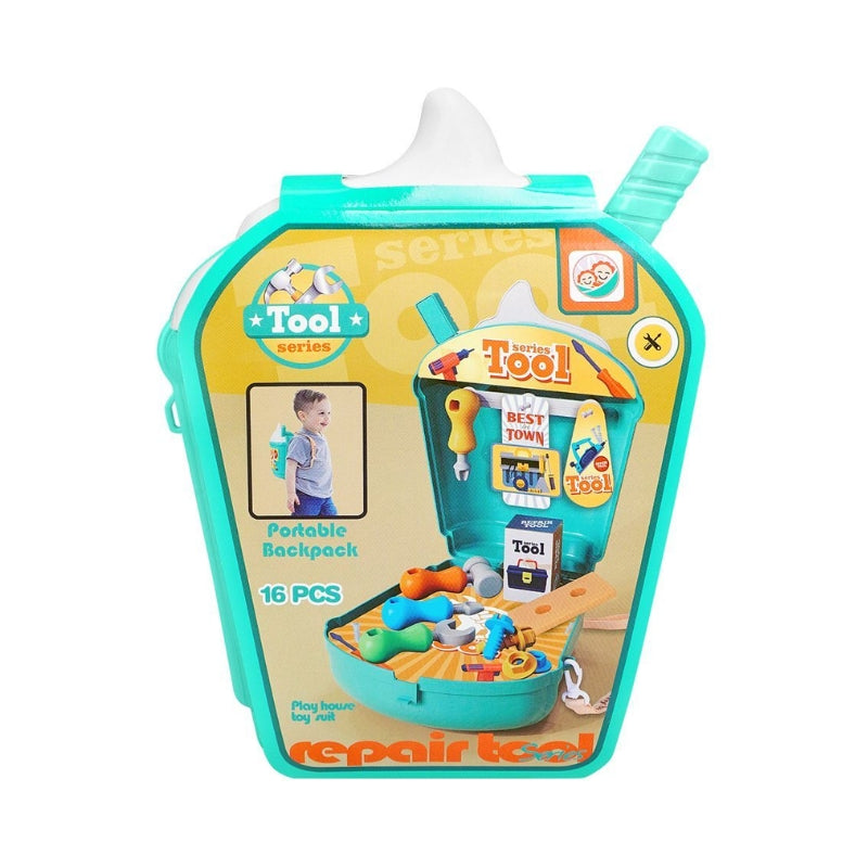 Portable Backpack Shaped Tool Series Playset For Kids - 16 Pcs