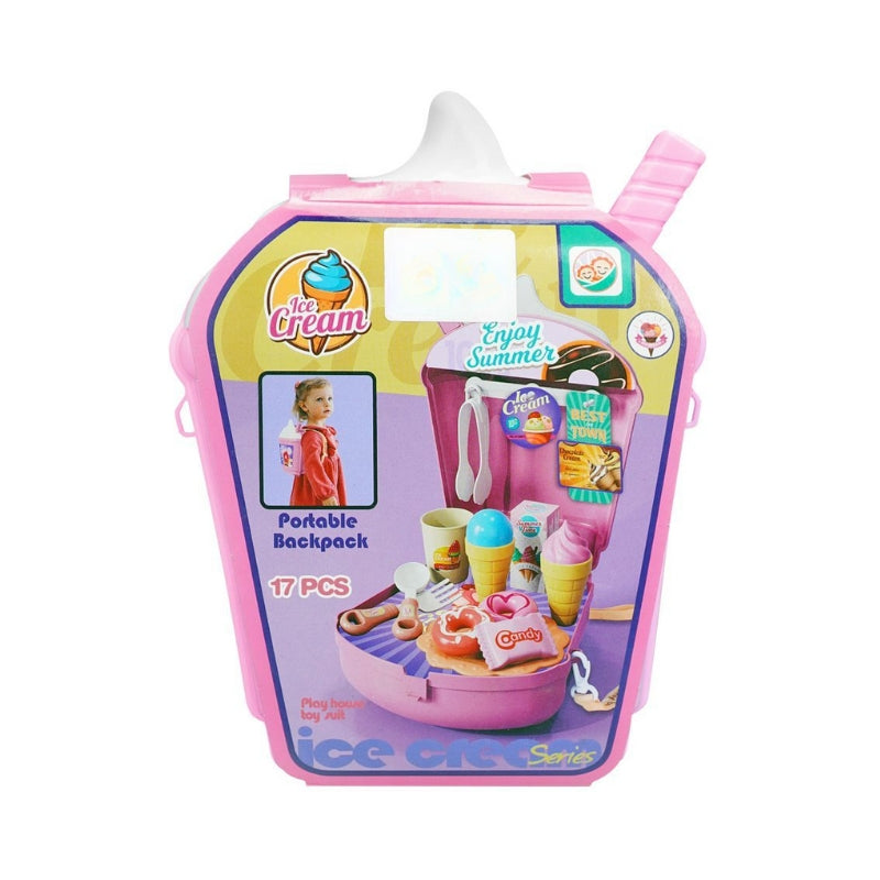 Portable Backpack Shaped Icecream Series Playset For Kids - 17 Pcs