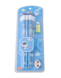 Astronaut HB Pencil Set With Attached Eraser And Sharpener - 12 Pcs
