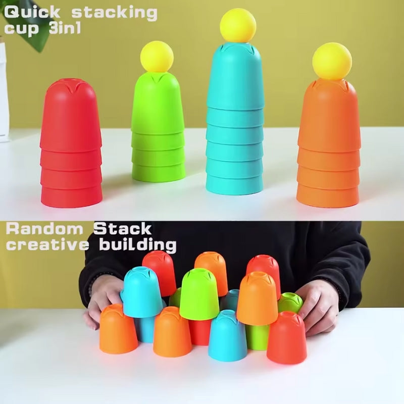 3 In 1 Quick Stacking Building Cup Playset For Kids - 30 Pcs