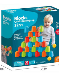 3 In 1 Quick Stacking Building Cup Playset For Kids - 30 Pcs
