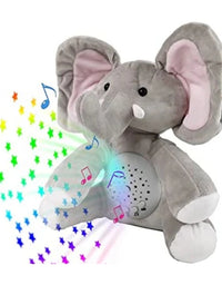 Stuffed Baby Elephant Toy With Night Star Projection Light And Sound For Kids
