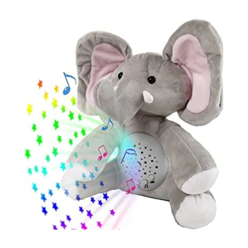 Stuffed Baby Elephant Toy With Night Star Projection Light And Sound For Kids