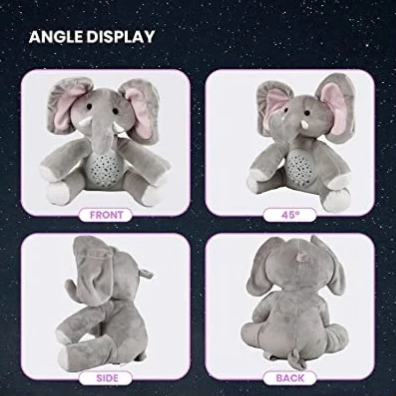 Stuffed Baby Elephant Toy With Night Star Projection Light And Sound For Kids