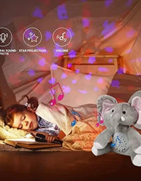 Stuffed Baby Elephant Toy With Night Star Projection Light And Sound For Kids
