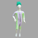 Speedo Single Piece Zipper Swimming Costume With Cap For Kids - Purple / Green