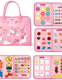 Unicorn Toddler Busy Board : Early Education 7 In 1 Handbag
