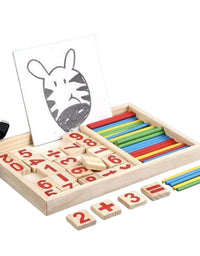 Wooden Mathematics Toy With Colourful Sticks & Drawing Board For Kids
