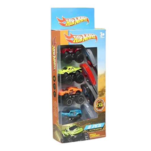 Hot Wheels Alloy Monster Truck With Ejector Key Action For Kids - 8 Pcs