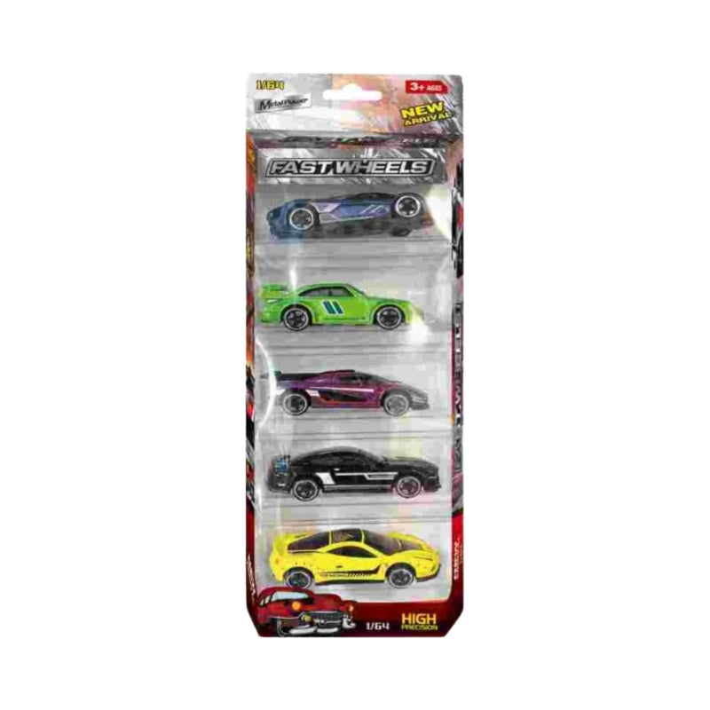 Fast Wheels Diecast Alloy Car Set For Kids - 6 Pcs