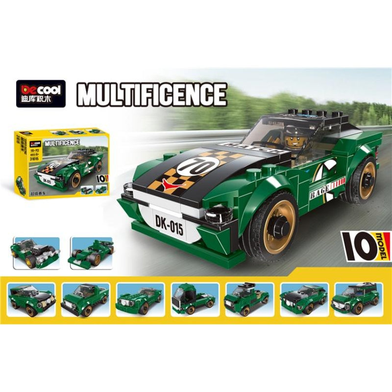 Decool Multificence 10 Racing Car Models Building Blocks Set Toy For Kids - 195 Pcs (31015)