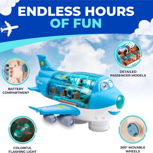 Bump & Go Aeroplane Toy With Flashing Lights And Sound For Kids