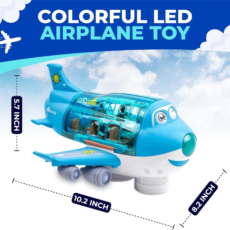 Bump & Go Aeroplane Toy With Flashing Lights And Sound For Kids