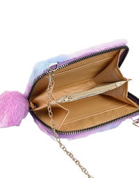 Multicolor Ice Cream Fur Fashion Hand Wallet For Girls
