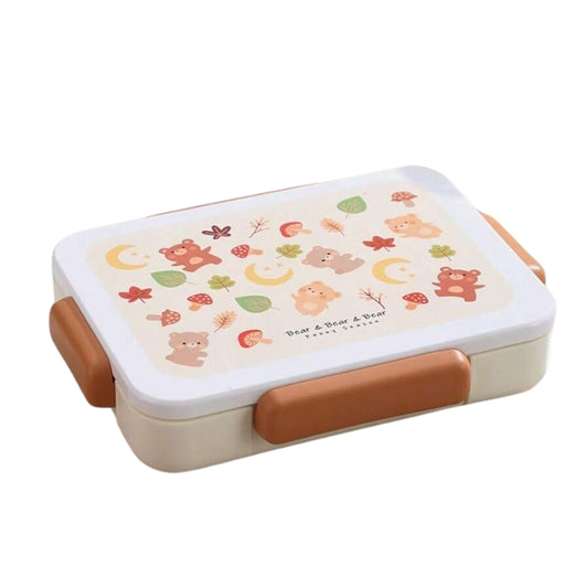 Sleek Designed 5 Compartments Lunch Box With 2 In 1 Spork For Kids