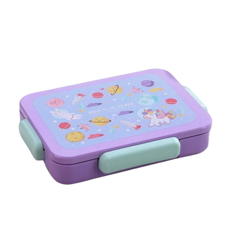 Sleek Designed 5 Compartments Lunch Box With 2 In 1 Spork For Kids