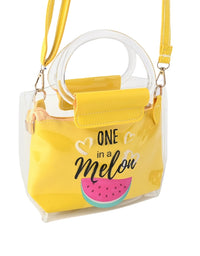 Fancy One In A Melon Hand Bag For Girls - Yellow
