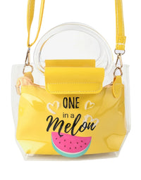 Fancy One In A Melon Hand Bag For Girls - Yellow
