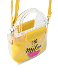 Fancy One In A Melon Hand Bag For Girls - Yellow
