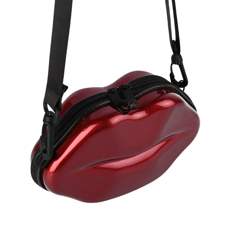 Fancy Lips Designed Plastic Hand Bag For Girls - Maroon