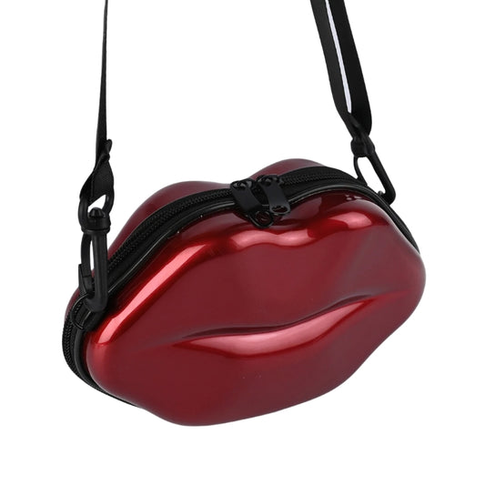 Fancy Lips Designed Plastic Hand Bag For Girls - Maroon