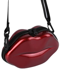 Fancy Lips Designed Plastic Hand Bag For Girls - Maroon
