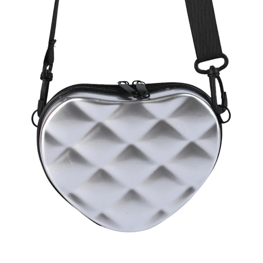 Fancy Heart Designed Plastic Hand Bag For Girls - Silver