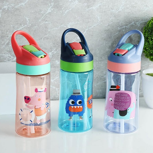 Unique Design Cartoon Printed Water Bottle With Sipper For Kids